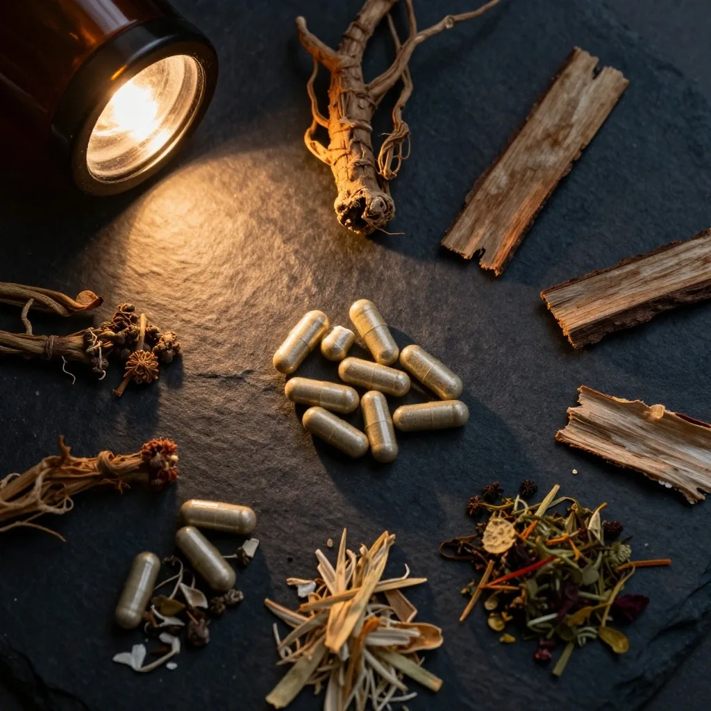 Capsules and dried herbs